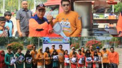 Erwin Burase Menyerahkan Seragam Sekolah Gratis dan Menerima Bantuan Mobil Dapur Lapangan Serta Masker dari BPBD